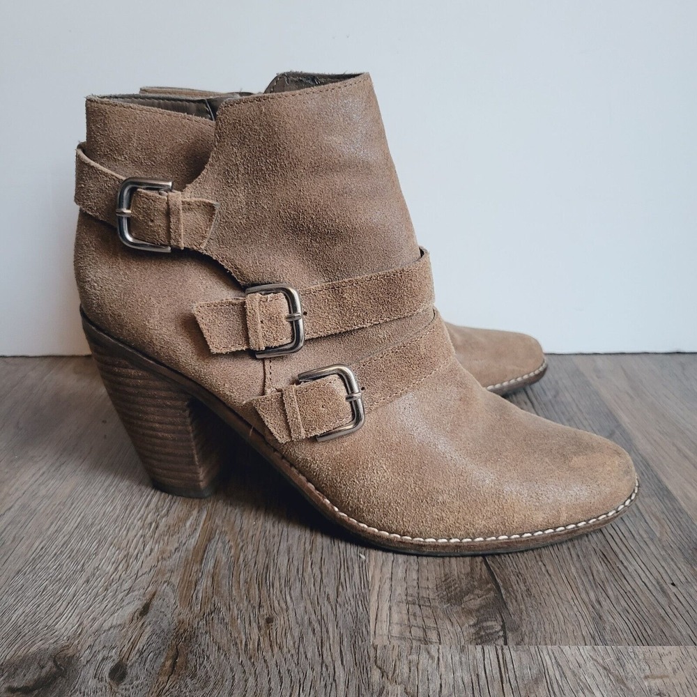 Dolce Vita size 10 ankle boots mocha brown suede leather‎ silver tone buckles - Picture 3 of 11